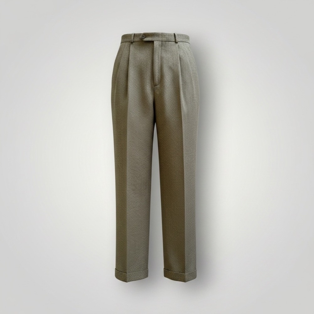 Barry Bricken Pleated Trousers Women 12 Brown Cuff Wool Pants Dark Academia VTG